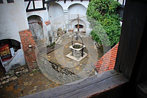 Interior yard well of Bran Dracula Castle in Transylvania