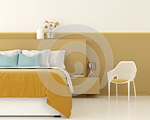 Interior of a yellow bedroom