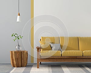 Interior with a yellow sofa