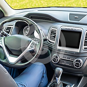 Interiore of a modern car illustration generative ai