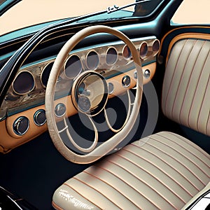 Interiore of a vintage car 50& x27;s style photo