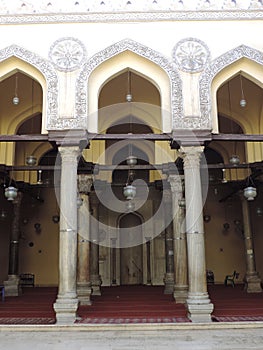 Interiors of Al-Aqmar Mosque in Cairo, Egypt - Ancient architecture - Holy Islamic site - Africa religious tour