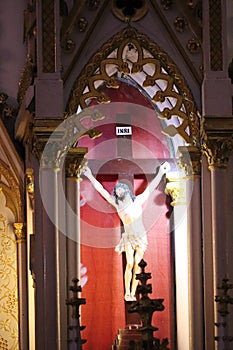 Interiors of Basilica of the Sacred Heart of Jesus - statue of Jesus - Indian Church - Pondicherry religious pilgrim trip