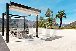 Interiors, beautiful veranda overlooking the lake