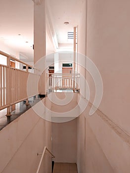 Interiors of campus building with white clean and minimalist style