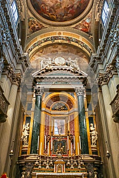 Interiors of catholic church Santuario di Santa Maria della Vita in Bologna