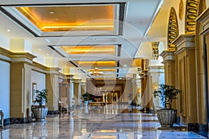 Interiors of Majestic and Palatial beach front hotel known as Emirates Palace in Abu Dhabi UAE