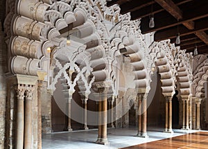 Interiors of medieval Aljaferia Palace, Zaragoza, Spain