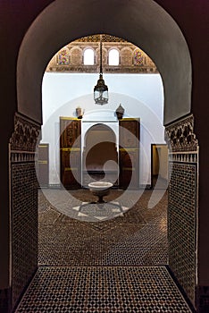 Interiors of Muslim Bahia Palace in Marrakesh,Morocco.