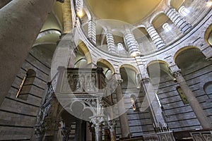 Interiors of Pisa Baptistry, Pisa, Italy