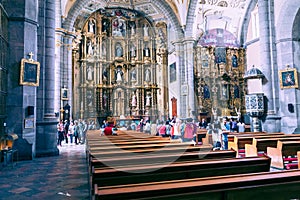 Interiors of the Puebla cathedral, Mexico