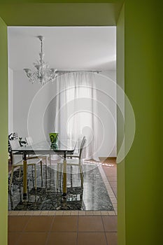 Interiors shots of a contemporary dining room photo