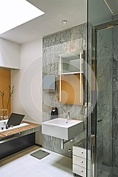 Interiors shots of a modern bathroom