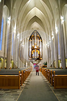 The interiour view of the church of Iceland in Reykjavik