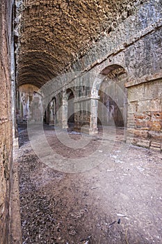 Interiro of three part vaulted cistern at Aptera, Creta of public baths at Aptera, Crete