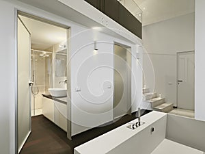 Interiors shots of a modern bathroom photo
