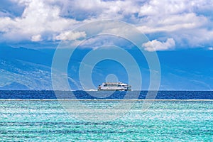 Interisland Ferry From Tahiti Cloudscape Blue Water Moorea Tahiti
