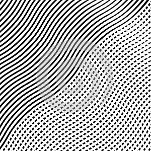 Interlace, interlocking lines. Curve, flex intersecting lines grid, mesh. Interweaved waving, zig-zag lines. Combined, merging photo
