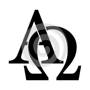 Interlaced Alpha and Omega, meaning God and Jesus are eternal