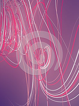 Interlacing abstract pink colored curves. Computer generated geometric pattern. 3D rendering