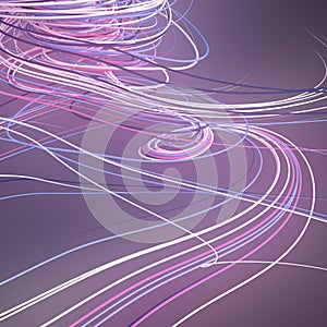 Interlacing abstract pink colored curves. Computer generated geometric pattern. 3D rendering