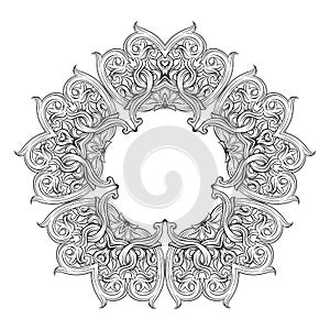 Interlacing circular abstract ornament in the medieval,