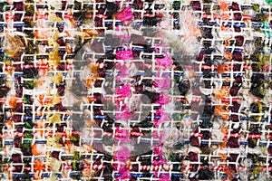 Interlacing of color threads in boucle fabric photo