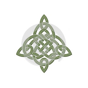 Interlacing pattern forms a symmetrical triangular shape with loops and