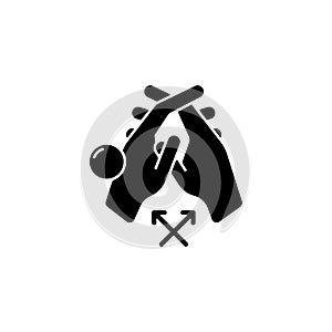 Interlink fingers black glyph icon