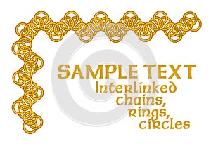 Interlinked gold chains, circles, rings - frame, c