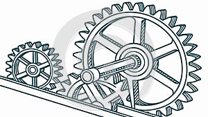 Interlinked Industrial Gear System, Complex Machinery, vector design Generative AI