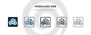 Interlinked web icon in different style vector illustration. two colored and black interlinked web vector icons designed in filled