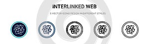 Interlinked web icon in filled, thin line, outline and stroke style. Vector illustration of two colored and black interlinked web