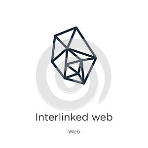 Interlinked web icon. Thin linear interlinked web outline icon isolated on white background from web collection. Line vector sign