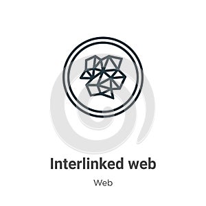Interlinked web outline vector icon. Thin line black interlinked web icon, flat vector simple element illustration from editable