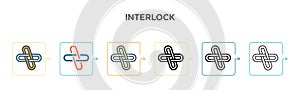 Interlock vector icon in 6 different modern styles. Black, two colored interlock icons designed in filled, outline, line and