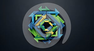 Interlocking arrows form a geometric pattern