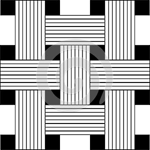 Interlocking Black and White Weave Pattern Vector