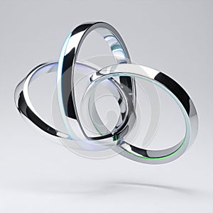 Interlocking Chrome Rings Symbolizing Unity and Partnership