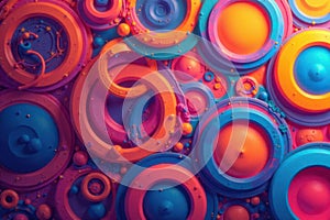 Interlocking circles creating a flowing, organic pattern , abstract, dynamic