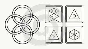 Interlocking circles design, geometric pattern, abstract background vector design Generative AI