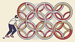 Interlocking circles geometric pattern, abstract and decorative design. vector design Generative AI