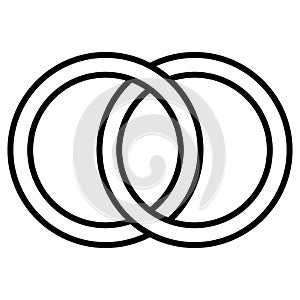 Interlocking circles icon sign, outline rings. Circles, rings wedding concept icon symbol