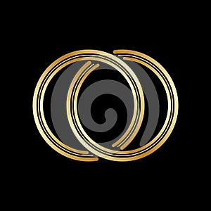 Interlocking circles, rings contour. Circles, rings concept icon