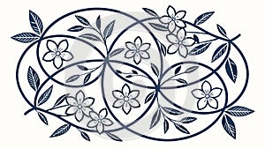Interlocking Circular Floral Pattern, Elegant Ornate Design, vector design Generative AI