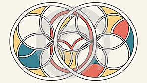 Interlocking Circular Geometric Patterns in Warm Tones, vector design Generative AI