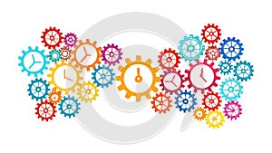 Interlocking Colorful Gears and Cogs Pattern Design, vector design Generative AI