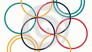 Interlocking colorful rings, symbolizing unity, connection, and harmonious design, vector design Generative AI