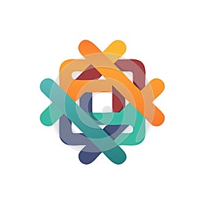 Interlocking Colorful Shapes, Overlapping Rounded Forms, Abstract Design Element