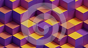 Interlocking 3D cubes create a colorful geometric pattern. The cubes are arranged in a